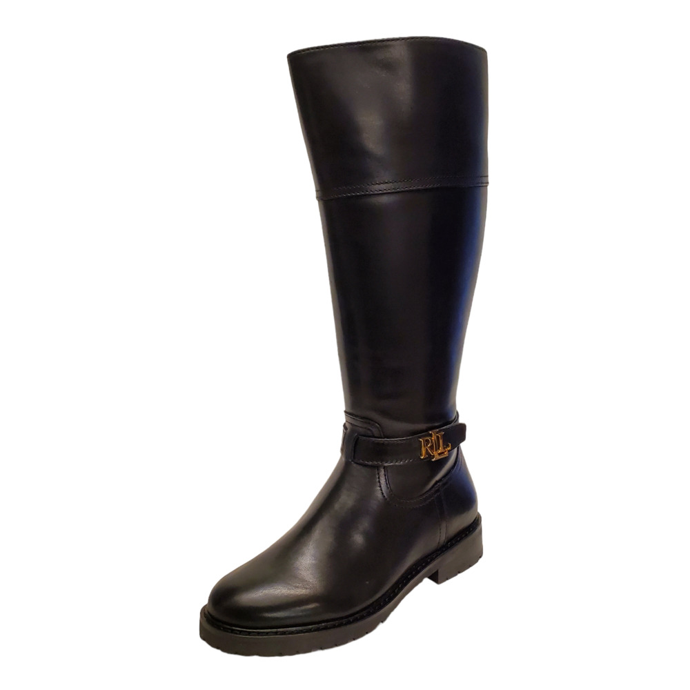 Polo Ralph Lauren Womens Shoe Everly-W Leather Wide Calf Riding Boots 5.…